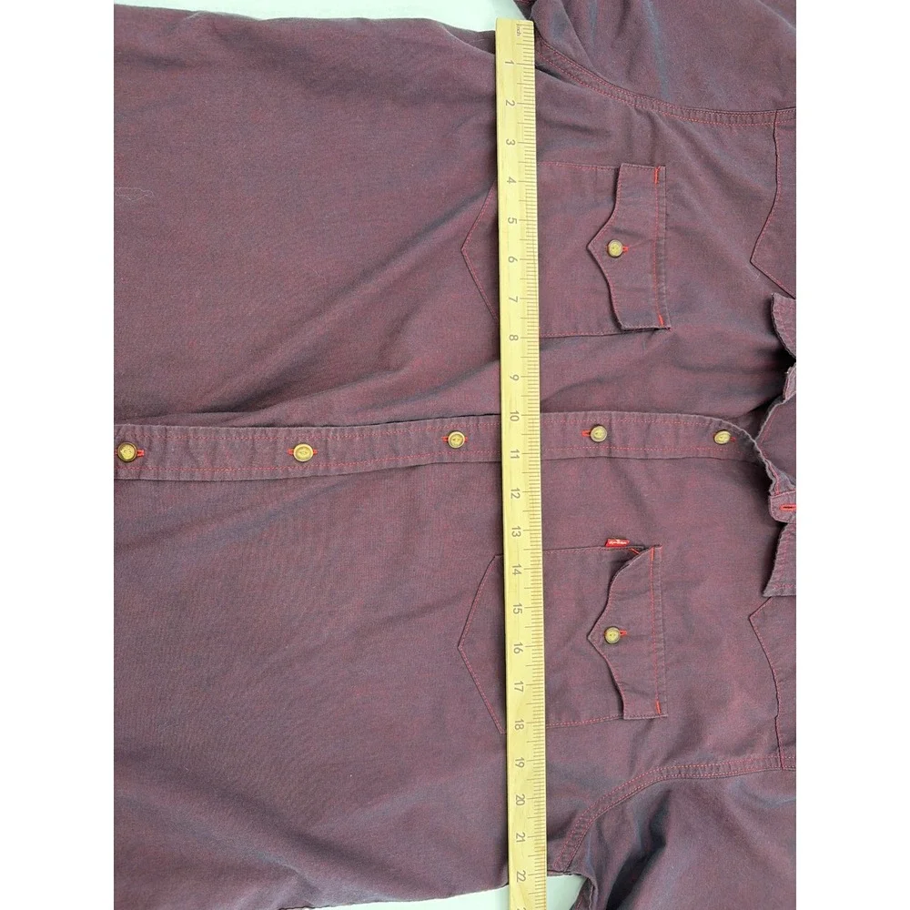 Levis Mens XXL Western Shirt Short Sleeve Burgundy Maroon Button Up 117508